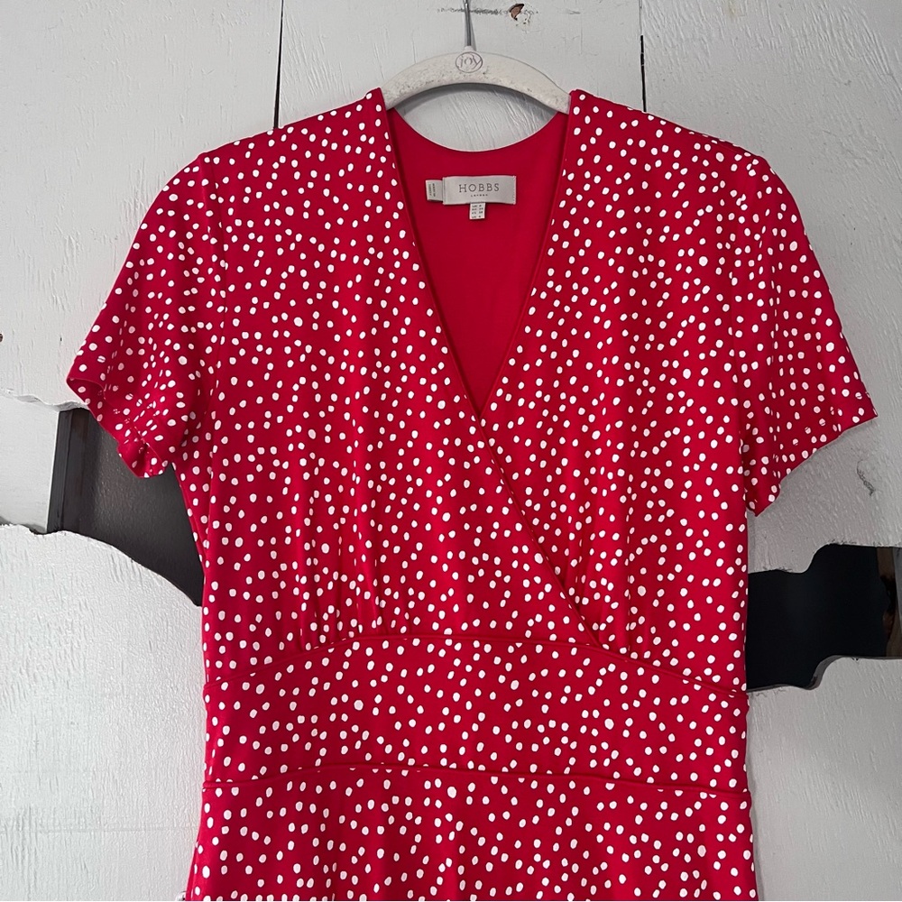 HOBBS Women’s Dress Darcie Red White Polk Dot Size 4 - Picture 2 of 9